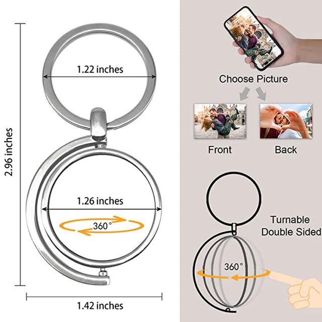Niestandardowy brelok z obracanymi obrazami, dwustronnymi kolorowymi brelokami do kluczy